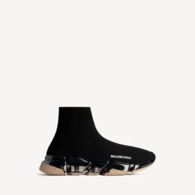 Speed 2.0-sneaker for kvinner med helt gjennomsiktig såle i resirkulert strikk, i svart/beige