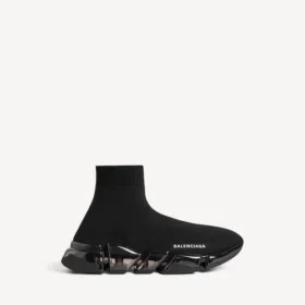Speed 2.0-sneaker for kvinner med helt gjennomsiktig såle og resirkulert strikk i svart