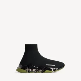 Speed 2.0-sneaker for menn med gjennomsiktig såle og resirkulert strikk i svart/khaki