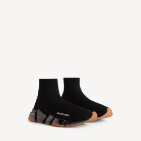 Speed 2.0-sneaker for menn med gjennomsiktig såle og resirkulert strikk i svart/oransje