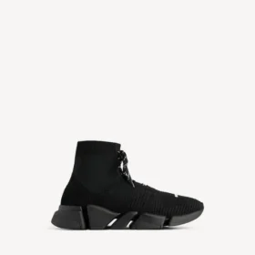 Speed 2.0-sneaker for menn med snøring i resirkulert strikk, i svart