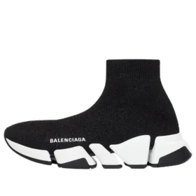 Speed 2.0-Sneakers «Svart, skinnende strikk med hvit såle» 636833W2DC11091