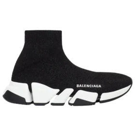 Speed 2.0-Sneakers «Svart, skinnende strikk med hvit såle» 636833W2DC11091