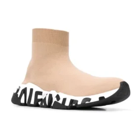 Speed Graffiti-sneakers «Beige strikk med hvit og svart graffiti-såle» 605942W2DB79791