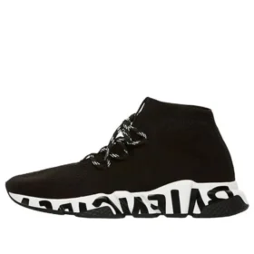 Speed Lace Up-sneakers «Svart resirkulert strikk med svart graffitisåle» 621611W05GE1015