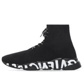 Speed Lace Up-sneakers «Svart resirkulert strikk med svart og hvit graffitisåle» 617251W2DB71006