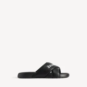 Sporty bassengsandaler for menn i svart/hvitt