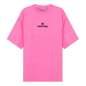 SS21 Brodert T-skjorte med rund hals, rosa 641532TJVA95764