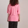 SS21 Brodert T-skjorte med rund hals, rosa 641532TJVA95764