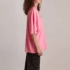 SS21 Brodert T-skjorte med rund hals, rosa 641532TJVA95764