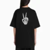 SS21 Drip Peace T-skjorte med trykk, stor passform, svart 641655TKVA11012
