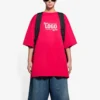 SS21 med alfabet-trykk, kort ermet, unisex, rød 651795TKV816295