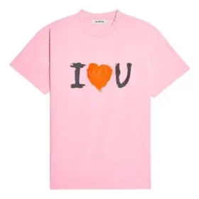 SS21 med alfabetmønster, kort ermet, unisex, rosa 612965TJVL51401