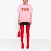 SS21 med alfabetmønster, kort ermet, unisex, rosa 612965TJVL51401