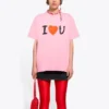 SS21 med alfabetmønster, kort ermet, unisex, rosa 612965TJVL51401
