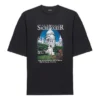 SS21 Retro, vanlig veving, stor, kortærmet unisex-T-skjorte i svart 641614TJVH61000