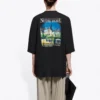 SS21 Retro, vanlig veving, stor, kortærmet unisex-T-skjorte i svart 641614TJVH61000