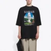 SS21 Retro, vanlig veving, stor, kortærmet unisex-T-skjorte i svart 641614TJVH61000