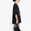 SS21 Retro, vanlig veving, stor, kortærmet unisex-T-skjorte i svart 641614TJVH61000