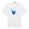 SS21 Retro, vanlig veving, stor passform, kortærmet unisex-T-skjorte i hvitt 657059TKV949000