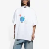 SS21 Retro, vanlig veving, stor passform, kortærmet unisex-T-skjorte i hvitt 657059TKV949000
