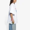 SS21 Retro, vanlig veving, stor passform, kortærmet unisex-T-skjorte i hvitt 657059TKV949000