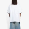 SS21 Retro, vanlig veving, stor passform, kortærmet unisex-T-skjorte i hvitt 657059TKV949000