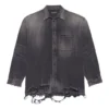 SS21 Slitt Denim skjorte for menn, svart 657610TBP191090