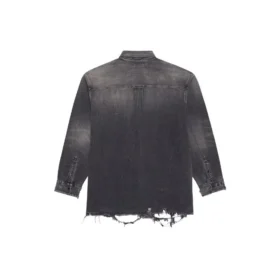 SS21 Slitt Denim skjorte for menn, svart 657610TBP191090