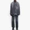 SS21 Slitt Denim skjorte for menn, svart 657610TBP191090