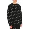 Strikkegenser med logo i skrift over hele «Svart» 646493T41121070