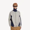 Strikket cardigan med glidelås for menn i grå/marineblå