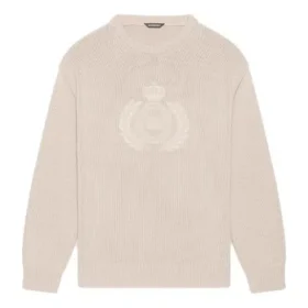 Strikket genser med rund hals og BB Laurel Crown-logo «Beige» 664369T32119028
