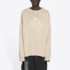 Strikket genser med rund hals og BB Laurel Crown-logo «Beige» 664369T32119028