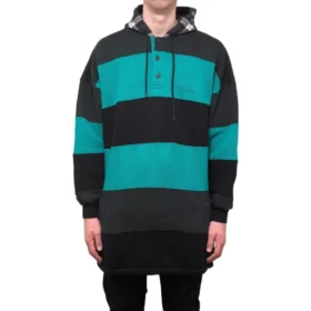 Stripet oversized-hettegensere «Green Black» 556137TDV325567
