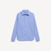 Stripet poplin-skjorte for damer i blå/marineblå