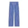 Stripete bomullspoplin-bukser med vide ben «Blue» 583438TJM214800
