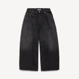 Svarte jeans med buet passform for menn