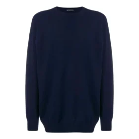 Sweatshirt med logo på ryggen, rund hals og kashmirstrikk «Navy» 583111T40924140