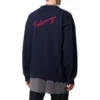 Sweatshirt med logo på ryggen, rund hals og kashmirstrikk «Navy» 583111T40924140