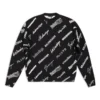 Sweatshirt med rund hals og logo-trykk over hele «Black White» 724858T16651070