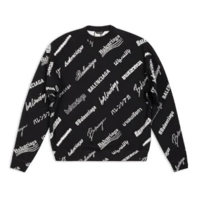 Sweatshirt med rund hals og logo-trykk over hele «Black White» 724858T16651070 Sweatshirt med rund hals og logo-trykk over hele «Black White» 724858T16651070
