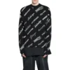 Sweatshirt med rund hals og logo-trykk over hele «Black White» 724858T16651070