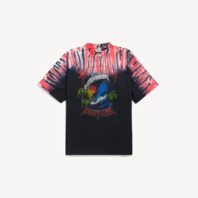 T-skjorte for menn med ekstrem tie-dye-mønster og medium passform i svart