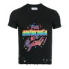 T-skjorte i jersey med slitt grafisk trykk og smal passform «Washed Black» 612964TMVH31055