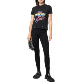 T-skjorte i jersey med slitt grafisk trykk og smal passform «Washed Black» 612964TMVH31055 T-skjorte i jersey med slitt grafisk trykk og smal passform «Washed Black» 612964TMVH31055