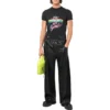 T-skjorte i jersey med slitt grafisk trykk og smal passform «Washed Black» 612964TMVH31055