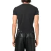 T-skjorte i jersey med slitt grafisk trykk og smal passform «Washed Black» 612964TMVH31055