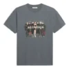 T-skjorte med bandportrett og logo, retro, korte ermer, grå 612965TIV471404