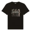 T-skjorte med bandportrett-trykk, logo, retro, løs passform, korte ermer, unisex, svart 612966TIVA11000